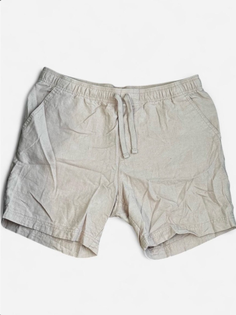 Goodfellow & Co Cream Drawstring Linen-Blend Athletic Shorts